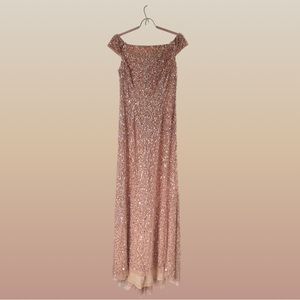 Adrianna Papell Rose Gold Sz 10 Evening Gown